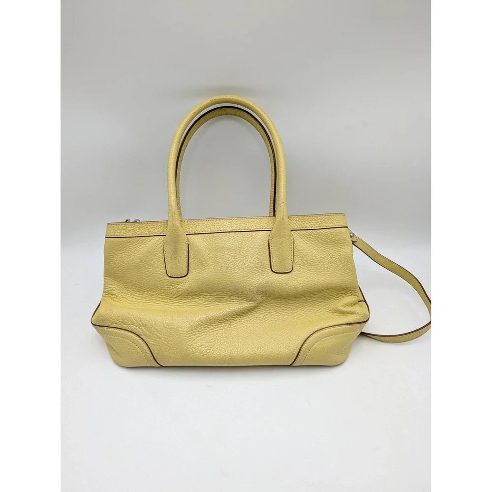 Lauren Ralph Lauren Satchel Bag Womens Medium Yellow Leather Shoulder Purse